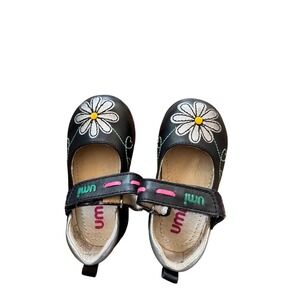 Umi Girls Black Leather Flower‎ Mary Jane Shoes Size 20 EUR 5C Toddler